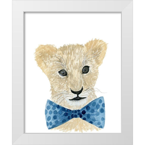 Lion With Bow Tie White Modern Wood Framed Art Print by Price, Lucille