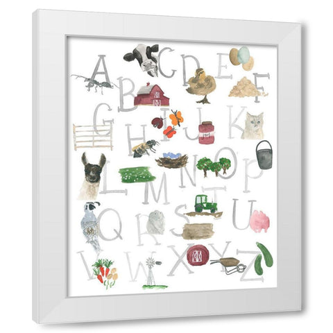 Farm Alphabet White Modern Wood Framed Art Print by Price, Lucille