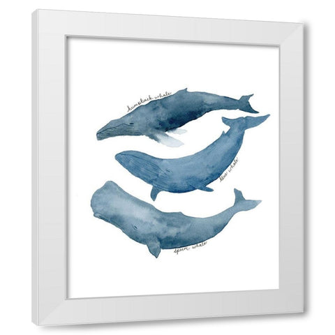 Whale Trio White Modern Wood Framed Art Print by Price, Lucille