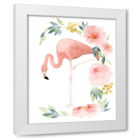 Floral Flamingo I White Modern Wood Framed Art Print by Price, Lucille