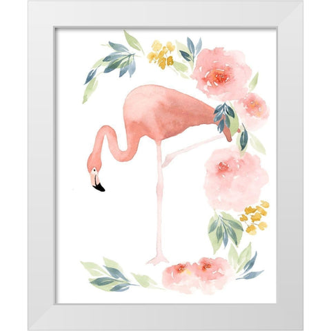 Floral Flamingo I White Modern Wood Framed Art Print by Price, Lucille
