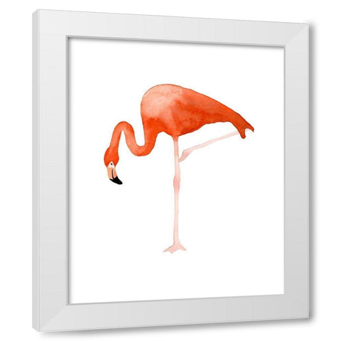 Standing Flamingo White Modern Wood Framed Art Print by Price, Lucille