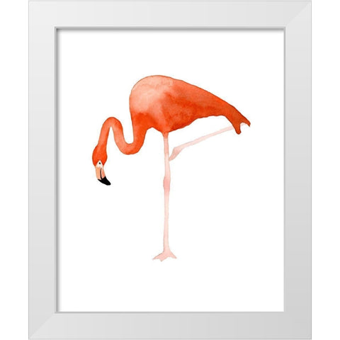 Standing Flamingo White Modern Wood Framed Art Print by Price, Lucille
