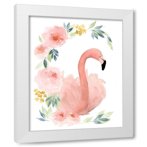 Floral Flamingo II White Modern Wood Framed Art Print by Price, Lucille