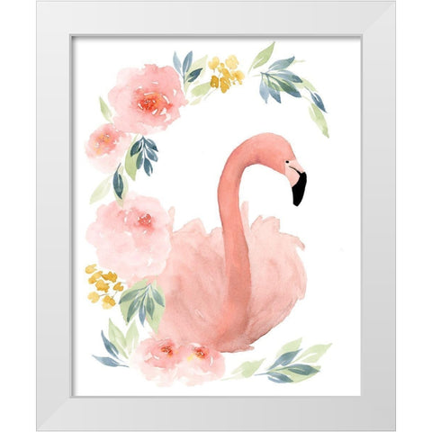 Floral Flamingo II White Modern Wood Framed Art Print by Price, Lucille