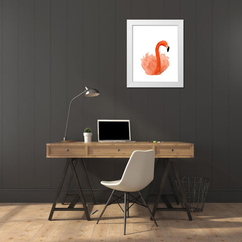 Resting Flamingo White Modern Wood Framed Art Print by Price, Lucille