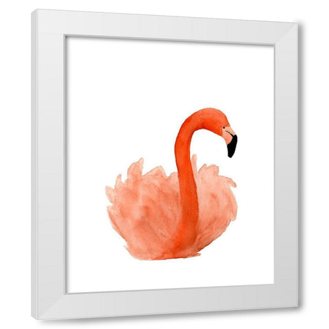 Resting Flamingo White Modern Wood Framed Art Print by Price, Lucille