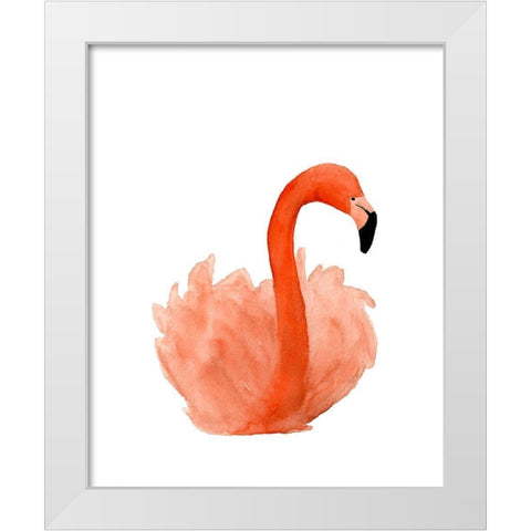 Resting Flamingo White Modern Wood Framed Art Print by Price, Lucille
