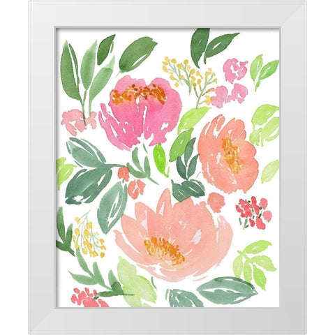 Sarahs Vibrant Garden White Modern Wood Framed Art Print by Price, Lucille