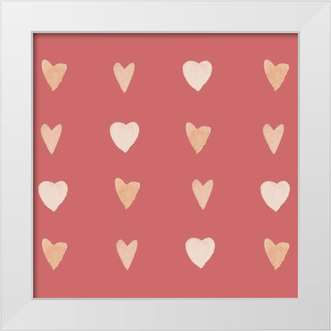 Hearts White Modern Wood Framed Art Print by Price, Lucille