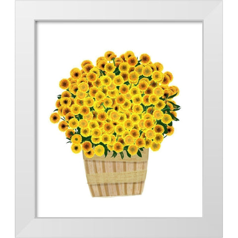 Yellow Mums White Modern Wood Framed Art Print by Bucheli, Jen
