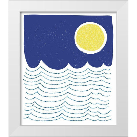 Blue and Yellow Mod Circles II White Modern Wood Framed Art Print by Bucheli, Jen