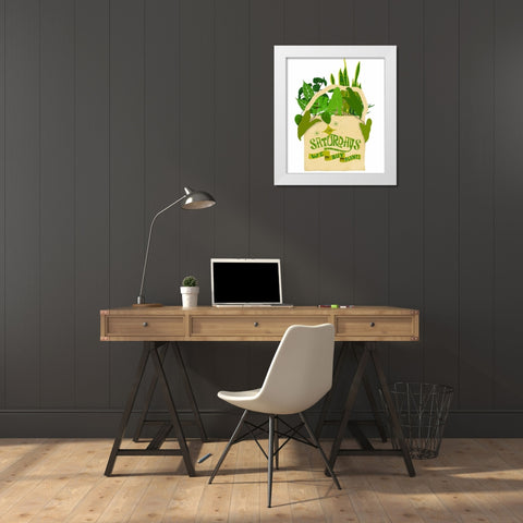 On Saturdays We Buy Plants White Modern Wood Framed Art Print by Bucheli, Jen