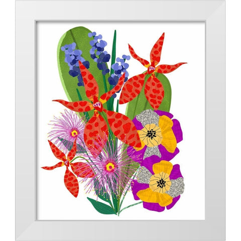 Bold Popping Flowers White Modern Wood Framed Art Print by Bucheli, Jen