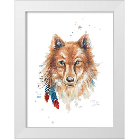Indigenous Wolf White Modern Wood Framed Art Print by Pinto, Patricia