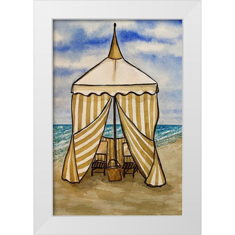 Golden Beach Cabana White Modern Wood Framed Art Print by Biscardi, Nicholas