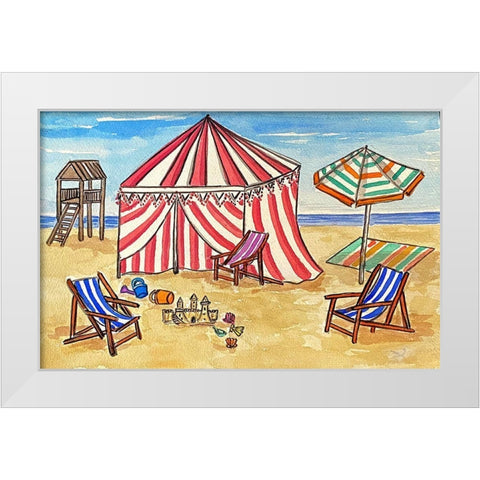 Cabana Beach II White Modern Wood Framed Art Print by Biscardi, Nicholas