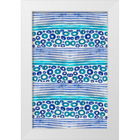 Aqua Blue Fun I White Modern Wood Framed Art Print by Biscardi, Nicholas