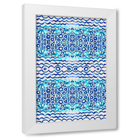 Aqua Blue Fun II White Modern Wood Framed Art Print by Biscardi, Nicholas