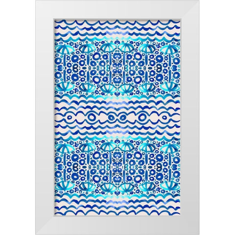 Aqua Blue Fun II White Modern Wood Framed Art Print by Biscardi, Nicholas