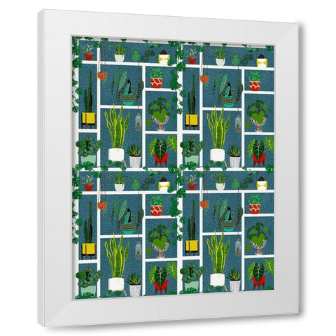 Plant Living Modular Pattern White Modern Wood Framed Art Print by Bucheli, Jen