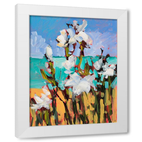 Flowers By The Beach White Modern Wood Framed Art Print by Slivka, Jane