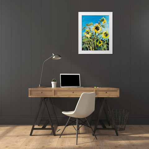 Sunflowers White Modern Wood Framed Art Print by Slivka, Jane