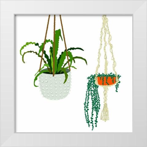 Hanging Plant Duo White Modern Wood Framed Art Print by Bucheli, Jen