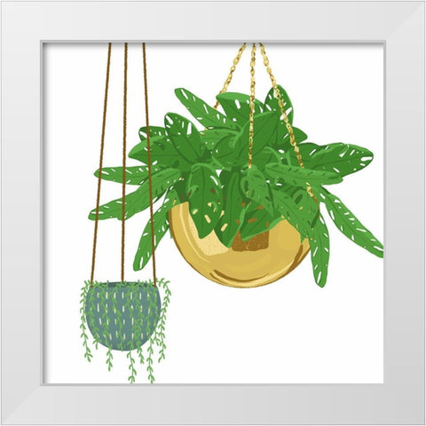 Hanging Plant Set White Modern Wood Framed Art Print by Bucheli, Jen