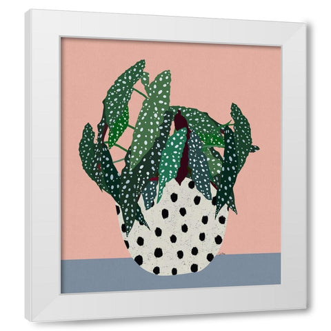 Plant in Dotted Pot White Modern Wood Framed Art Print by Bucheli, Jen