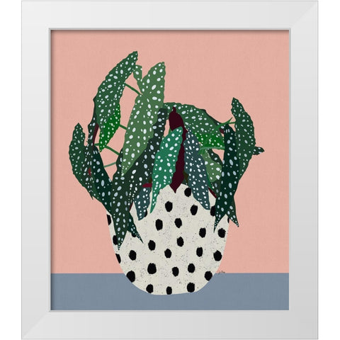 Plant in Dotted Pot White Modern Wood Framed Art Print by Bucheli, Jen