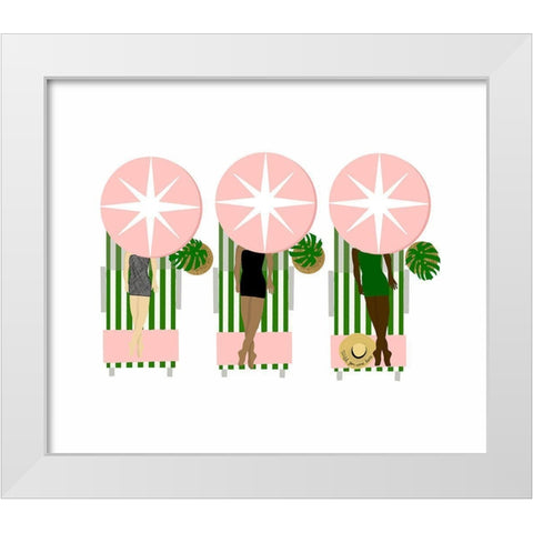 Sunbathing Ladies White Modern Wood Framed Art Print by Bucheli, Jen