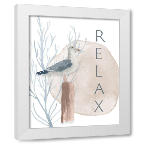 Seabird Relax White Modern Wood Framed Art Print by Price, Lucille