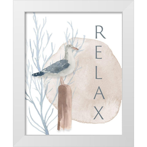 Seabird Relax White Modern Wood Framed Art Print by Price, Lucille