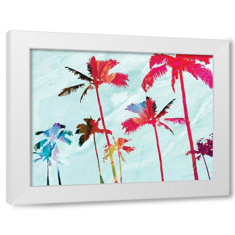 Colorful Beach Palms White Modern Wood Framed Art Print by Meneely, Dan