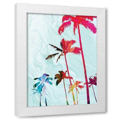 Colorful Palms White Modern Wood Framed Art Print by Meneely, Dan