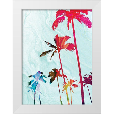 Colorful Palms White Modern Wood Framed Art Print by Meneely, Dan