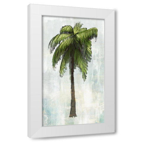 Single Palm Tree I White Modern Wood Framed Art Print by Meneely, Dan