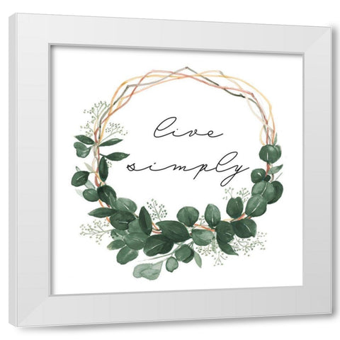 Live Simply Wreath White Modern Wood Framed Art Print by Pinto, Patricia