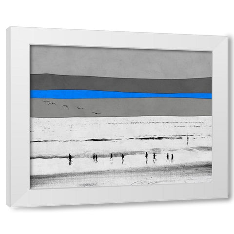 Beach Stroll at Dusk White Modern Wood Framed Art Print by Tom, Ella