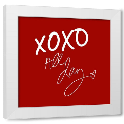 XOXO All Day on Red White Modern Wood Framed Art Print by SD Graphics Studio