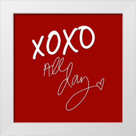XOXO All Day on Red White Modern Wood Framed Art Print by SD Graphics Studio