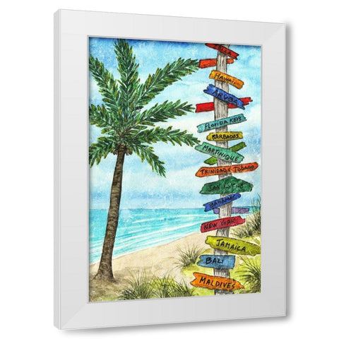 Island Directions White Modern Wood Framed Art Print by Biscardi, Nicholas