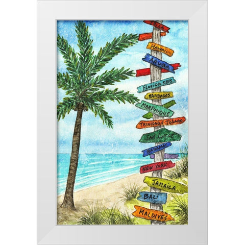 Island Directions White Modern Wood Framed Art Print by Biscardi, Nicholas