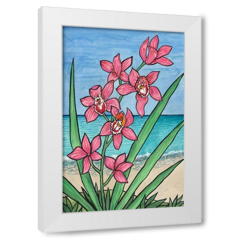 Orchid Beach White Modern Wood Framed Art Print by Biscardi, Nicholas