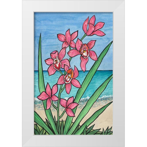 Orchid Beach White Modern Wood Framed Art Print by Biscardi, Nicholas