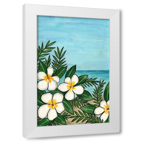 Plumeria Beach White Modern Wood Framed Art Print by Biscardi, Nicholas