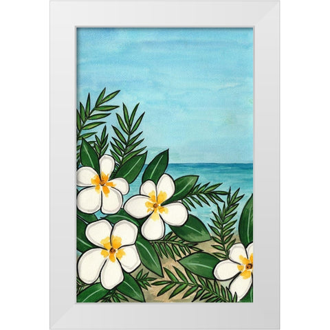 Plumeria Beach White Modern Wood Framed Art Print by Biscardi, Nicholas