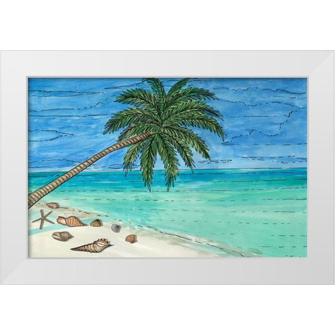 Paradise And Palms II White Modern Wood Framed Art Print by Biscardi, Nicholas