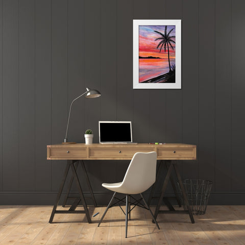 Sunset Beach I White Modern Wood Framed Art Print by Biscardi, Nicholas